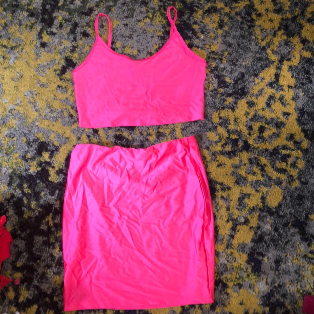 Hot pink two piece set